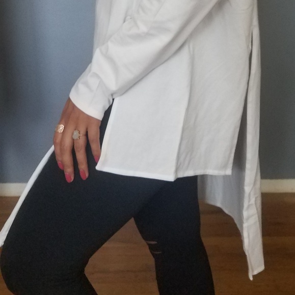 IVORY ASYMMETRICAL LONG SLEEVE TOP - Picture 5 of 6